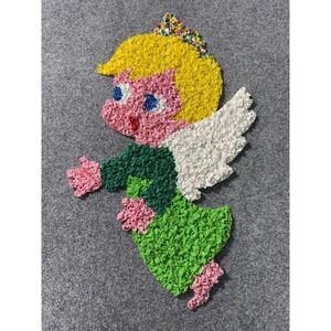 Vintage Melted Plastic Popcorn Christmas Retro ANGEL window wall door decor